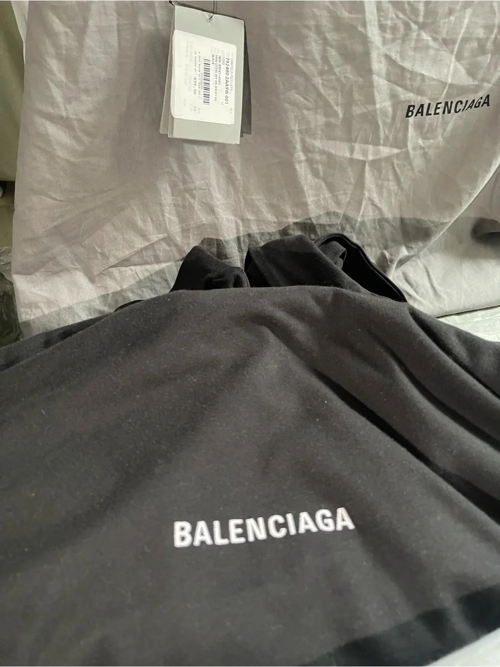 Balenciaga New Jersey Hobo Bag Black Large Cotton Shoulder Bag NWT Italy